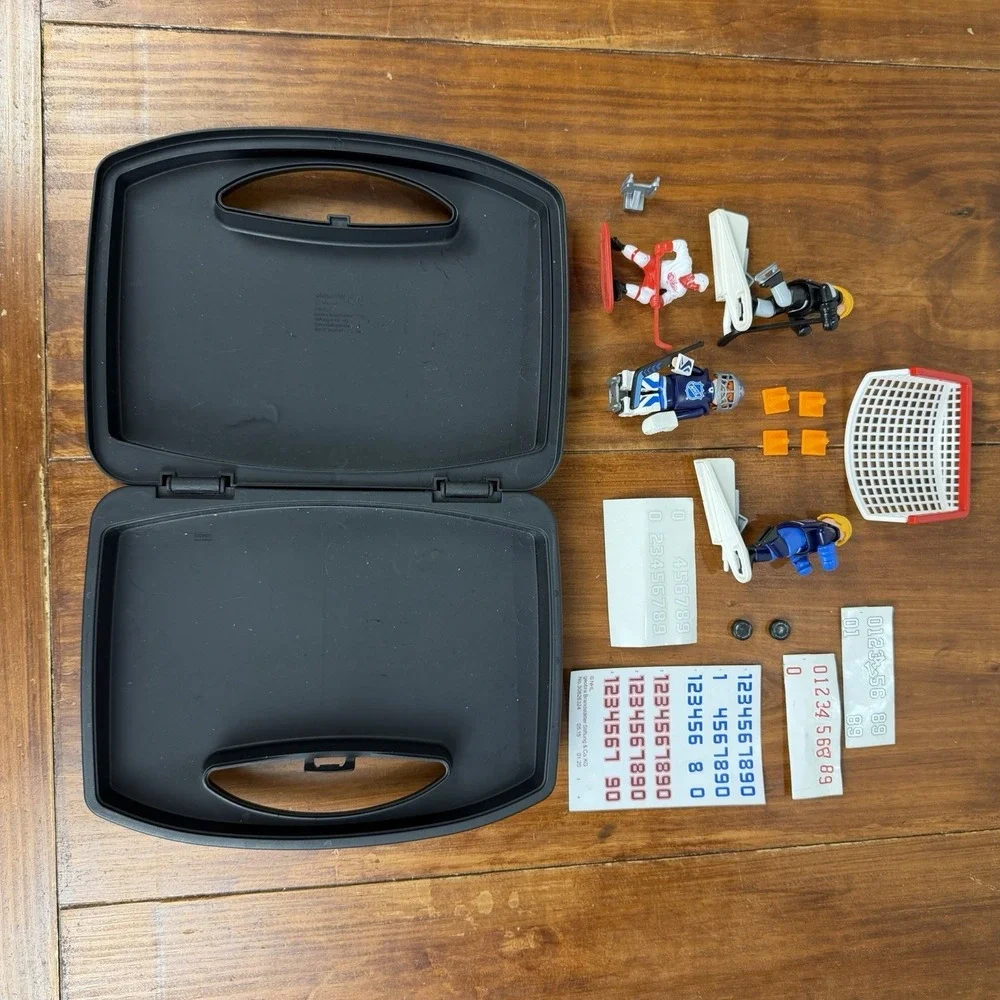 Playmobil NHL Shootout Carry Case 9177 Ice Hockey Net Figures Sticker Lot READ